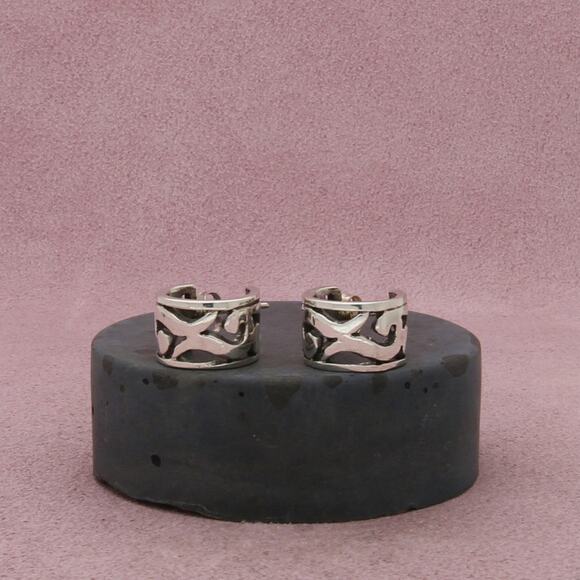 Barse Jewelry - barse sterling silver vintage scroll huggie hoop earrings